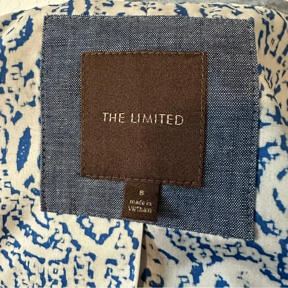 The Limited S Cropped Denim/Chambray 3/4 Sleeve Heathered Suit Jacket Blazer - Picture 7 of 10